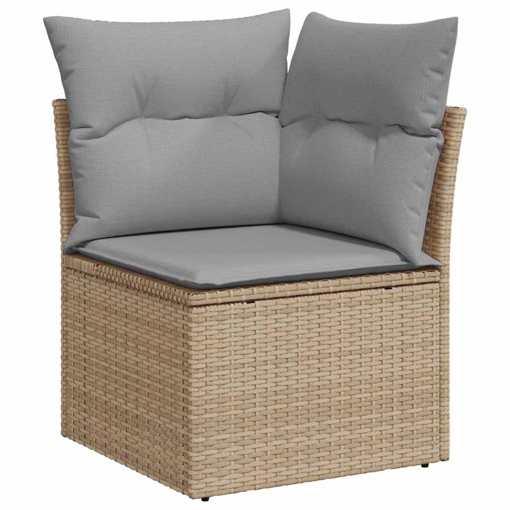 Garten-Sofa-Set mit Kissen mit Speicher 7 pcs Beige Poly Rattan