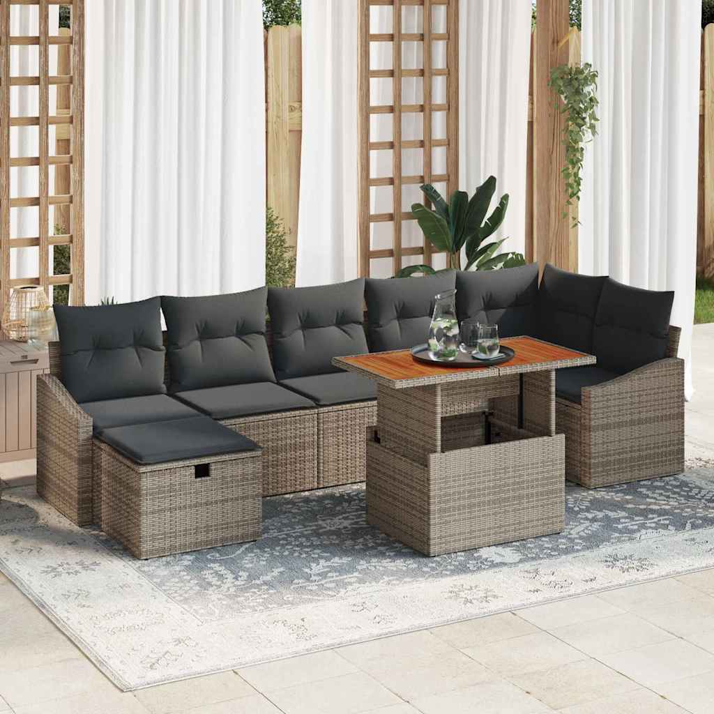 Garten-Sofa-Set mit Kissen 8 pcs Schwarz Poly Rattan