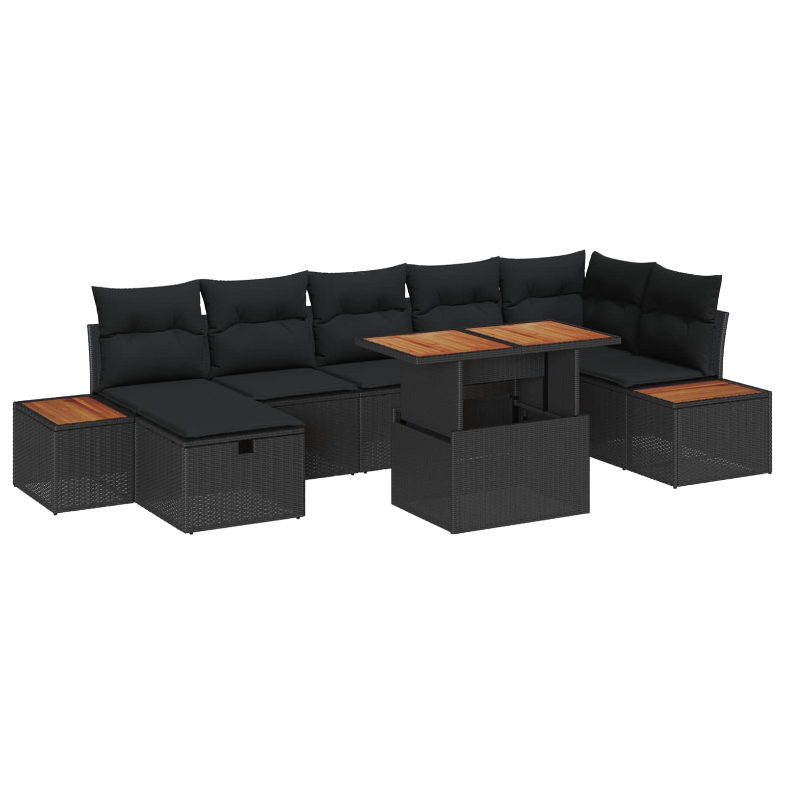 Garten-Sofa-Set mit Kissen 8 pcs Schwarz Poly Rattan