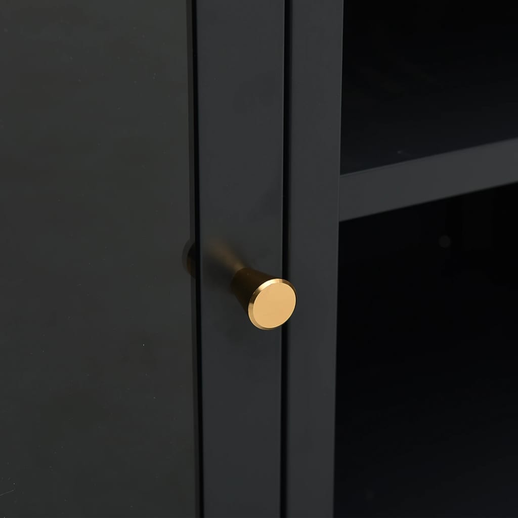 vidaXL TV-Schrank Schwarz 105x35x52 cm Stahl und Glas