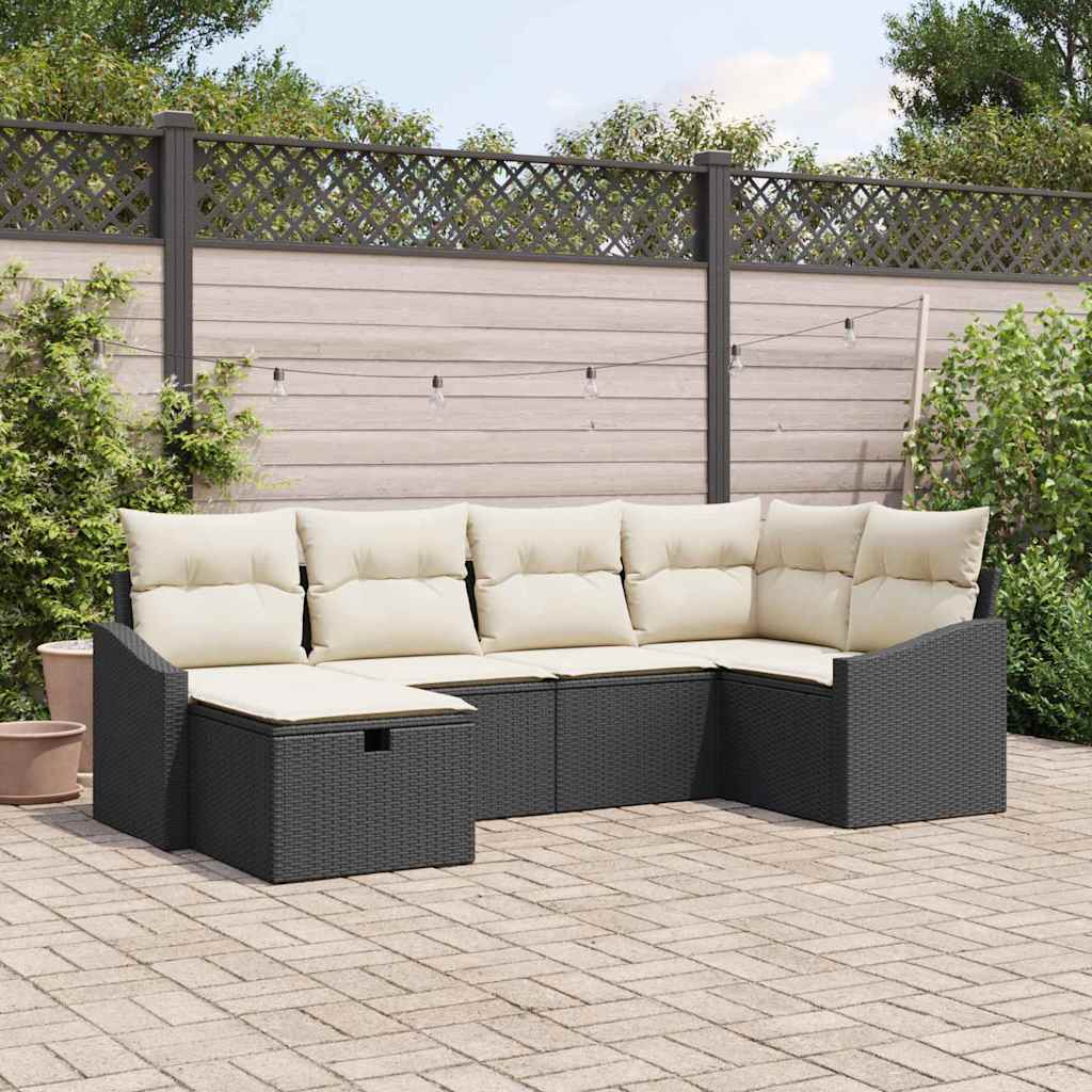 vidaXL Garten-Sofa-Set 6 pcs Schwarz 55 x 62 x 69 cm Poly Rattan