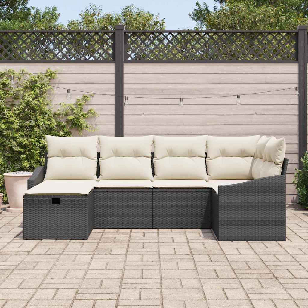 vidaXL Garten-Sofa-Set 6 pcs Schwarz 55 x 62 x 69 cm Poly Rattan