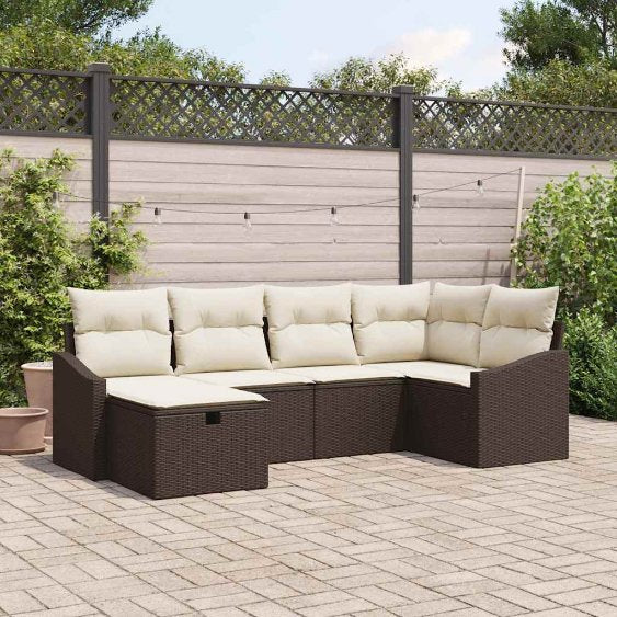 vidaXL Garten-Sofa-Set 6 pcs Schwarz 55 x 62 x 69 cm Poly Rattan