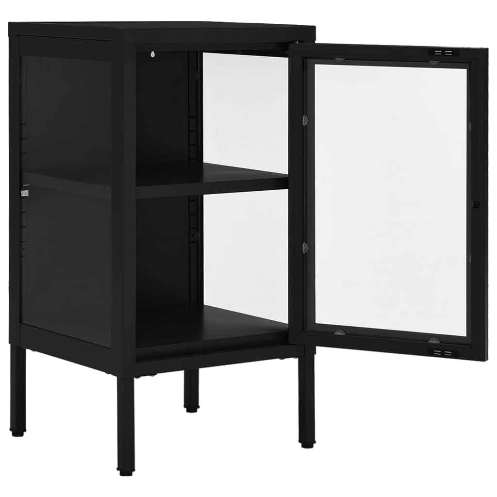 vidaXL Sideboard Schwarz 38x35x70 cm Stahl und Glas