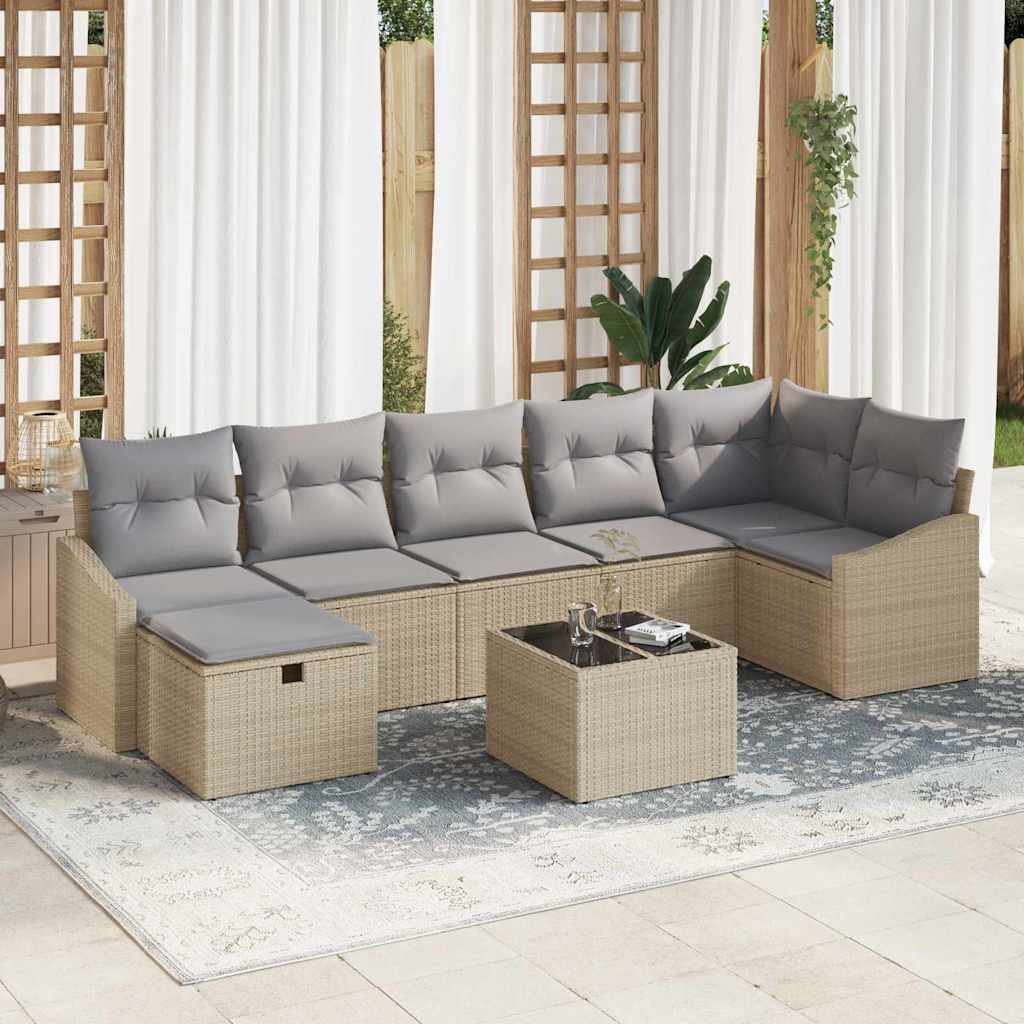 Sofa Set mit Kissen 7 pcs Poly-Rattan