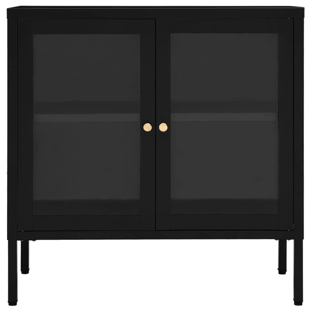 vidaXL Sideboard Schwarz 70x35x70 cm Stahl und Glas