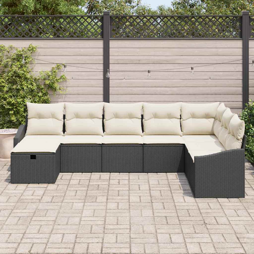 vidaXL Garten-Sofa-Set 8 pcs Schwarz 55 x 62 x 69 cm Poly Rattan