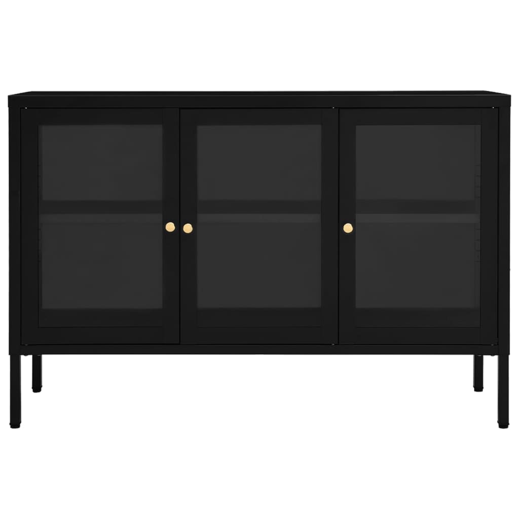 vidaXL Sideboard Schwarz 70x35x70 cm Stahl und Glas