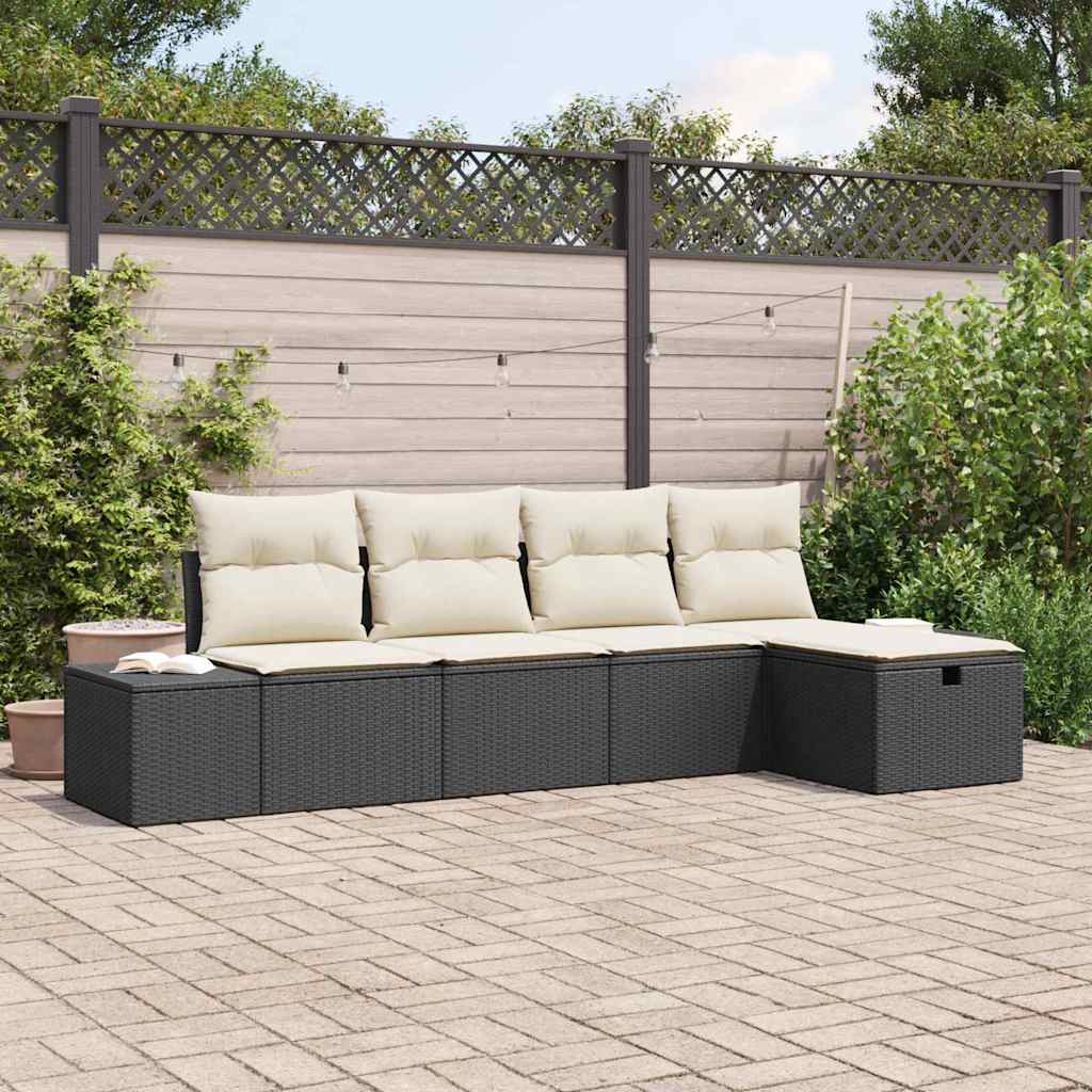 vidaXL Sofa Set mit Kissen 5 pcs Poly-Rattan