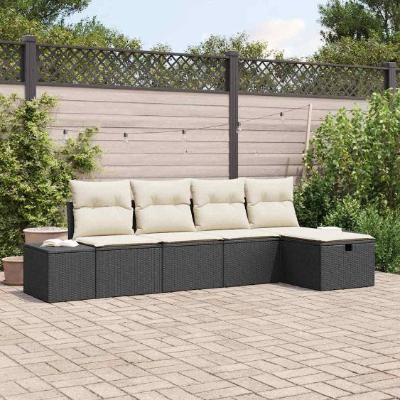 vidaXL Sofa Set mit Kissen 5 pcs Poly-Rattan