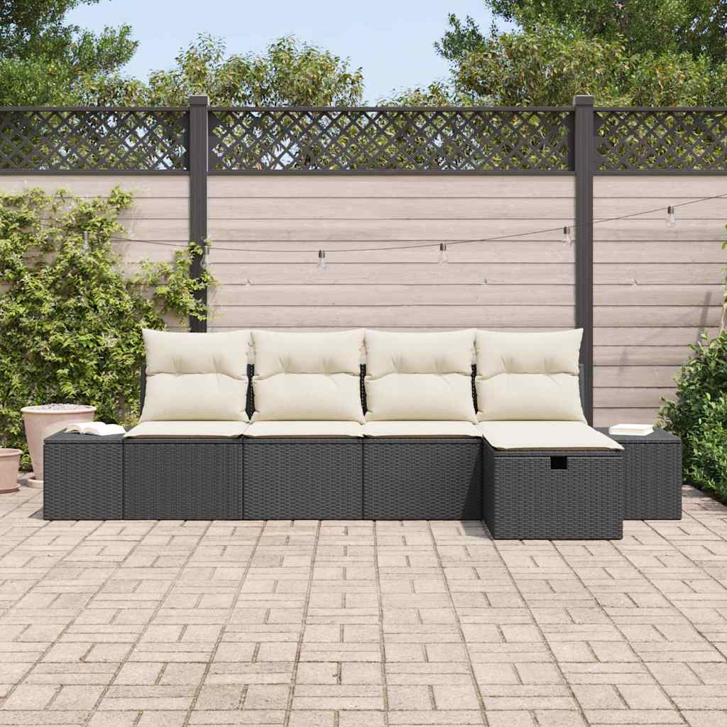 vidaXL Sofa Set mit Kissen 5 pcs Poly-Rattan