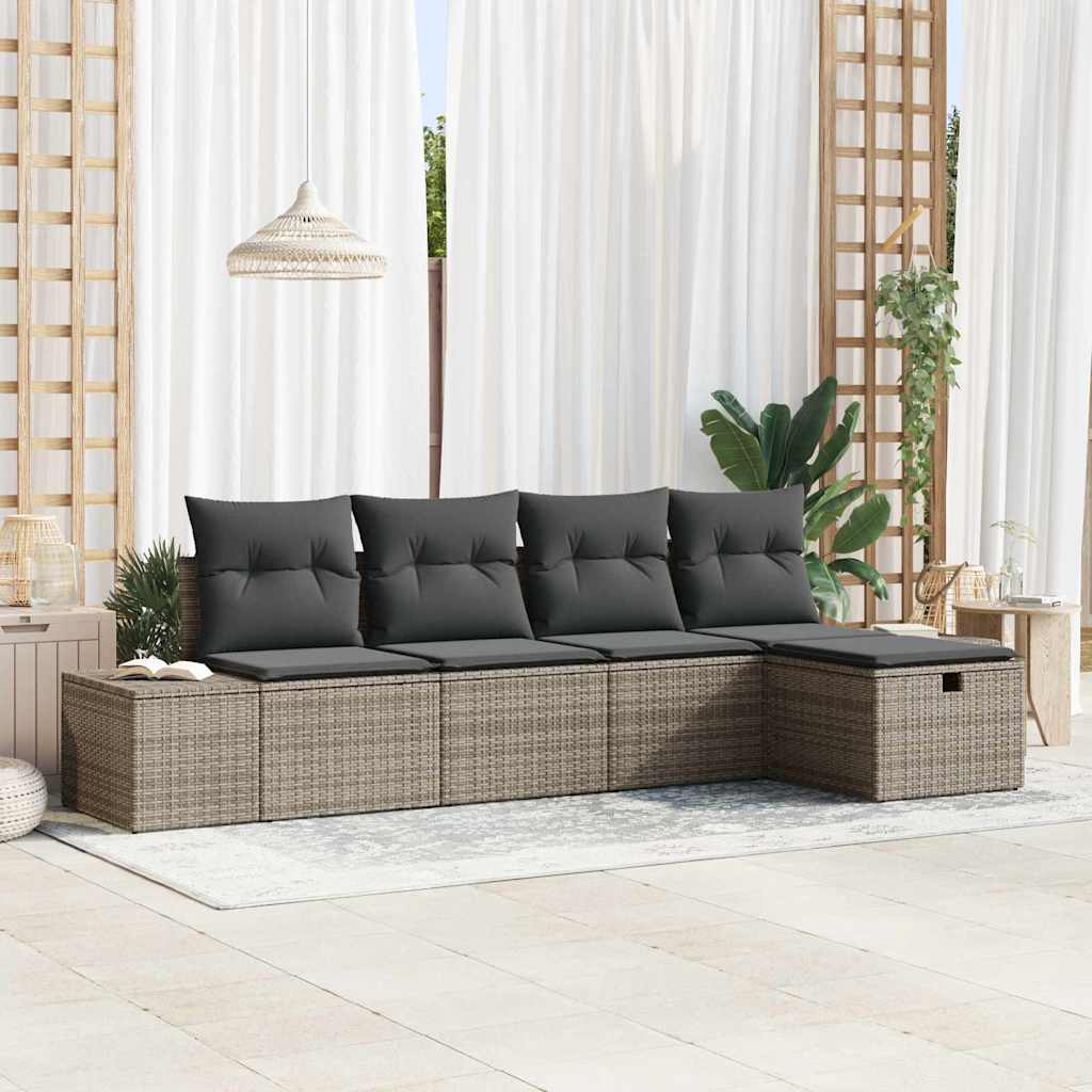 vidaXL Sofa Set mit Kissen 5 pcs Poly-Rattan