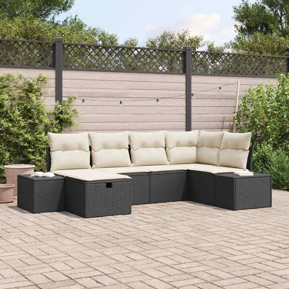 vidaXL Sofa Set mit Kissen 7 pcs Poly-Rattan