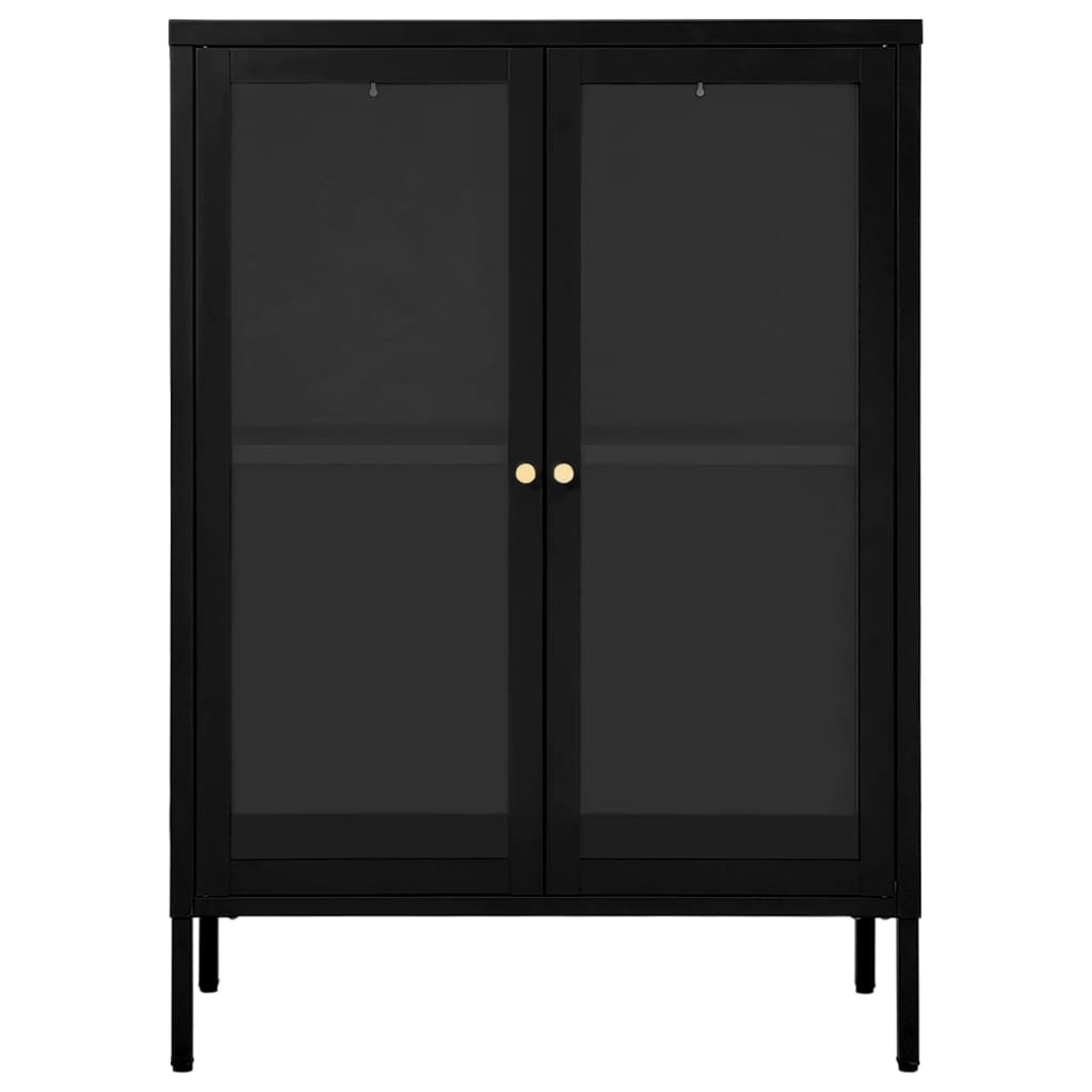 vidaXL Sideboard Schwarz 75x35x105 cm Stahl und Glas