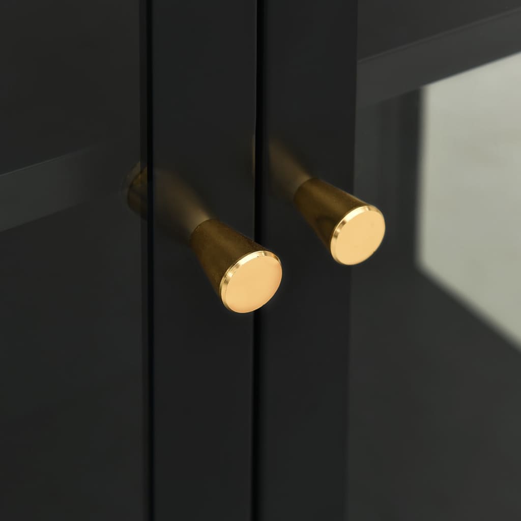 vidaXL Sideboard Schwarz 75x35x105 cm Stahl und Glas