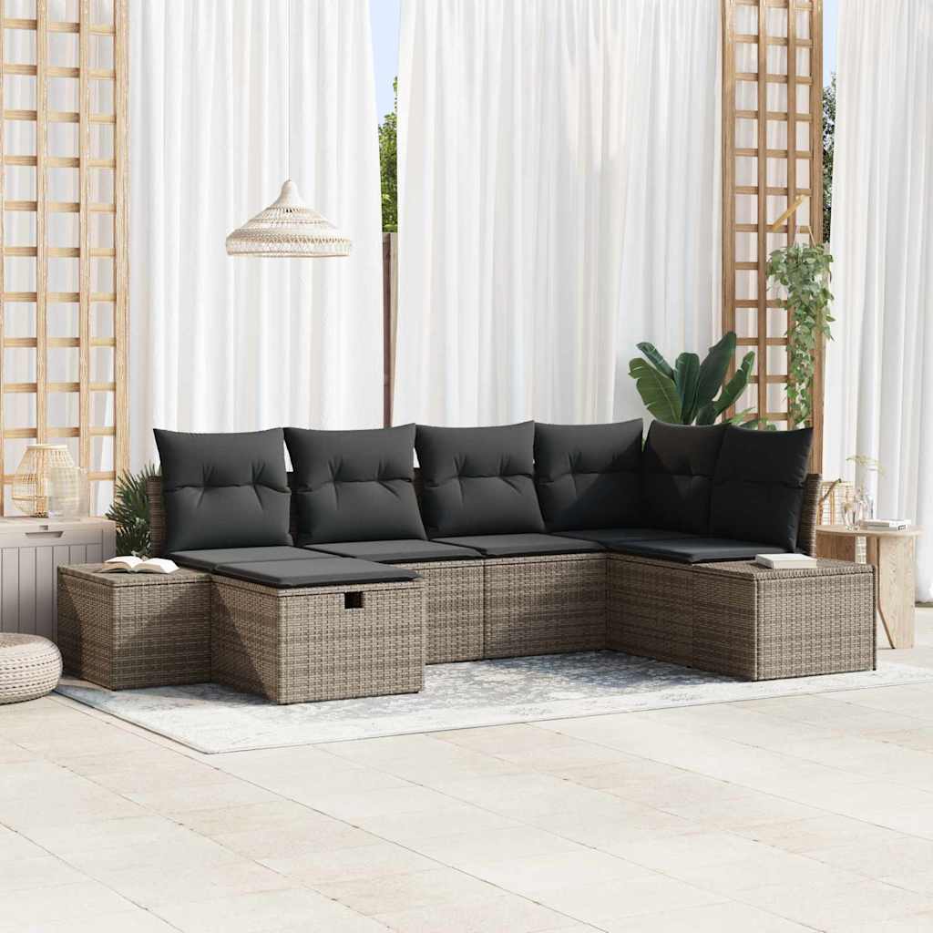 vidaXL Sofa Set mit Kissen 7 pcs Poly-Rattan