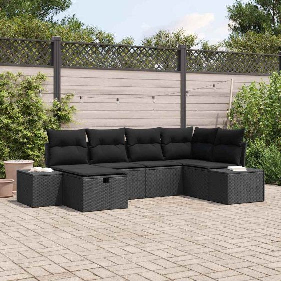 vidaXL Sofa Set mit Kissen 7 pcs Poly-Rattan