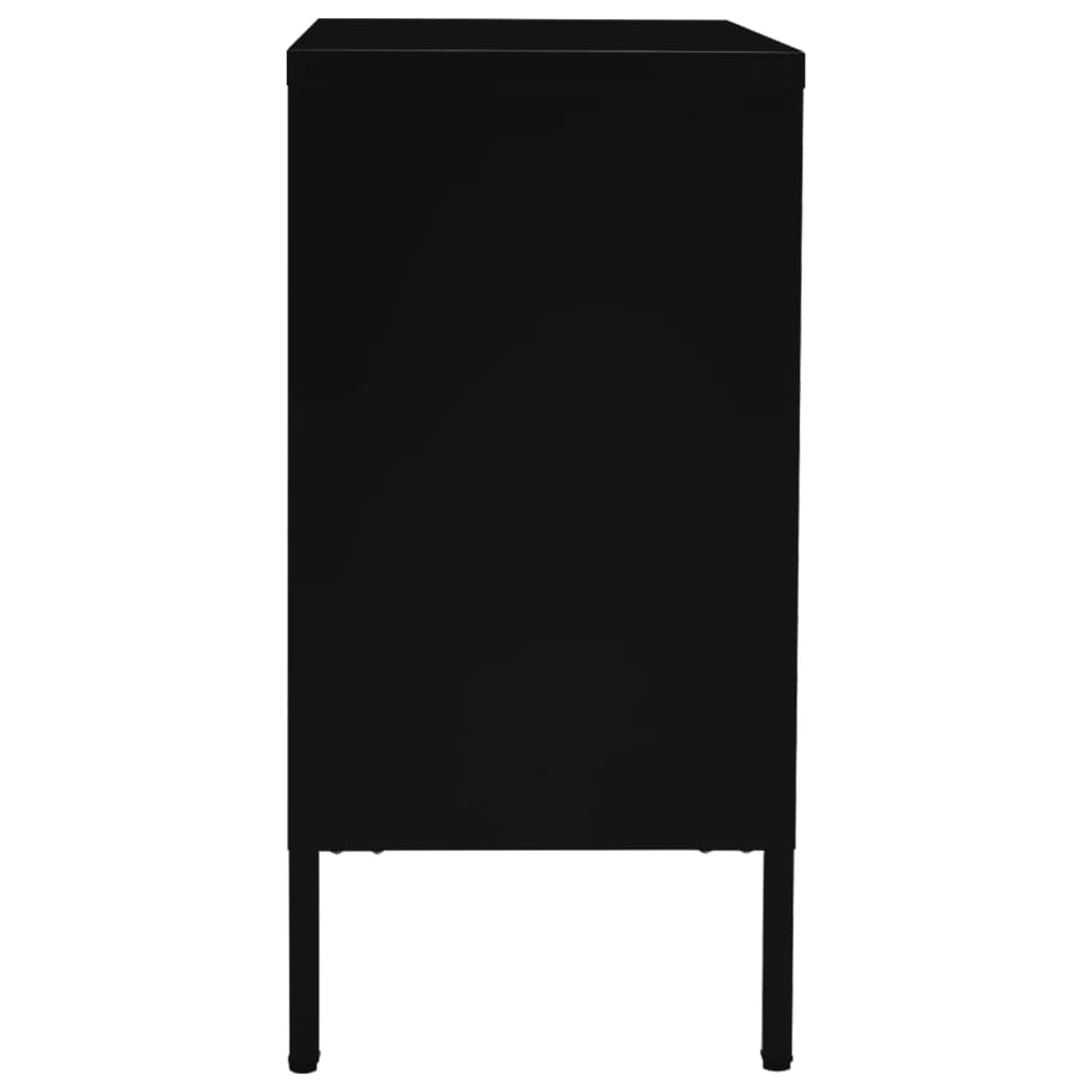 vidaXL Sideboard Schwarz 75x35x70 cm Stahl und Hartglas