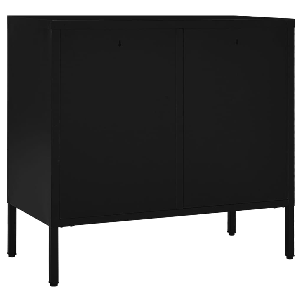 vidaXL Sideboard Schwarz 75x35x70 cm Stahl und Hartglas