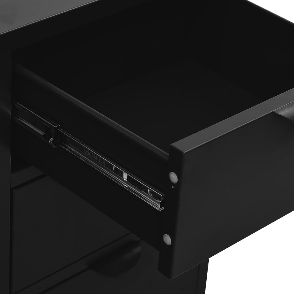 vidaXL Sideboard Schwarz 75x35x70 cm Stahl und Hartglas