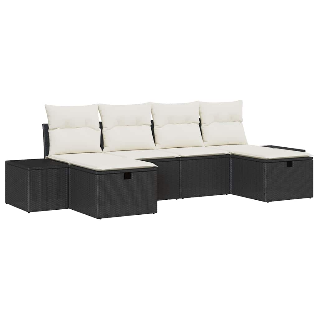 vidaXL Gartensofa-set mit Kissen mit Speicher 6 pcs Poly-Rattan