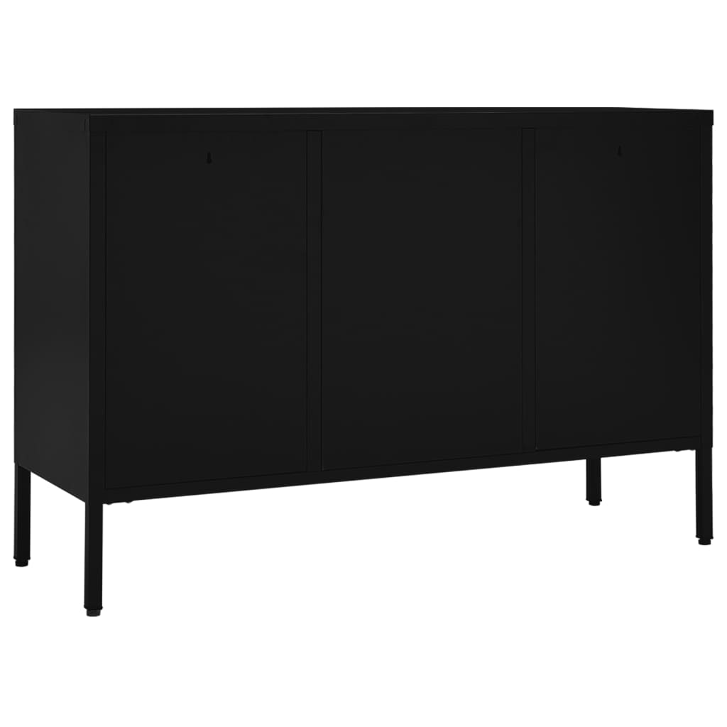 vidaXL Sideboard Schwarz 105x35x70 cm Stahl und Hartglas