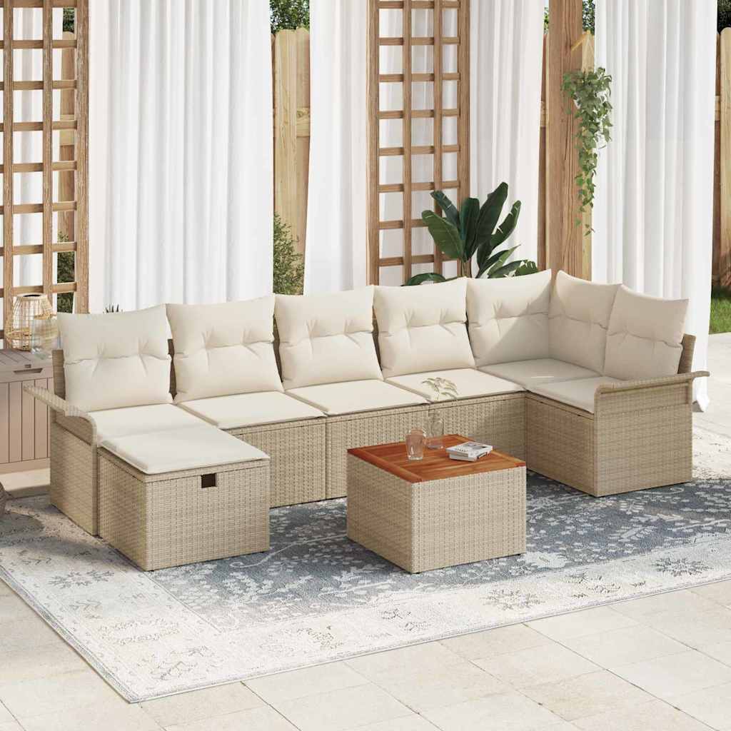 Garten-Sofa-Set mit Kissen 8 pcs Schwarz Poly Rattan