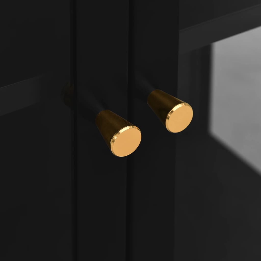 vidaXL Vitrine Schwarz 90x40x180 cm Stahl und Gehärtetes Glas