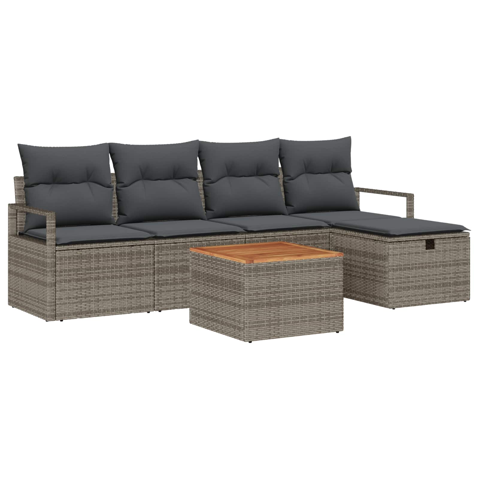 Garten-Sofa-Set mit Kissen 6 pcs Schwarz Poly Rattan