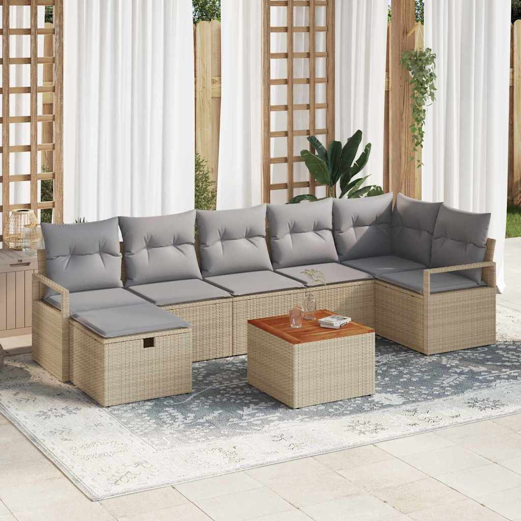 Garten-Sofa-Set mit Kissen 8 pcs Schwarz Poly Rattan