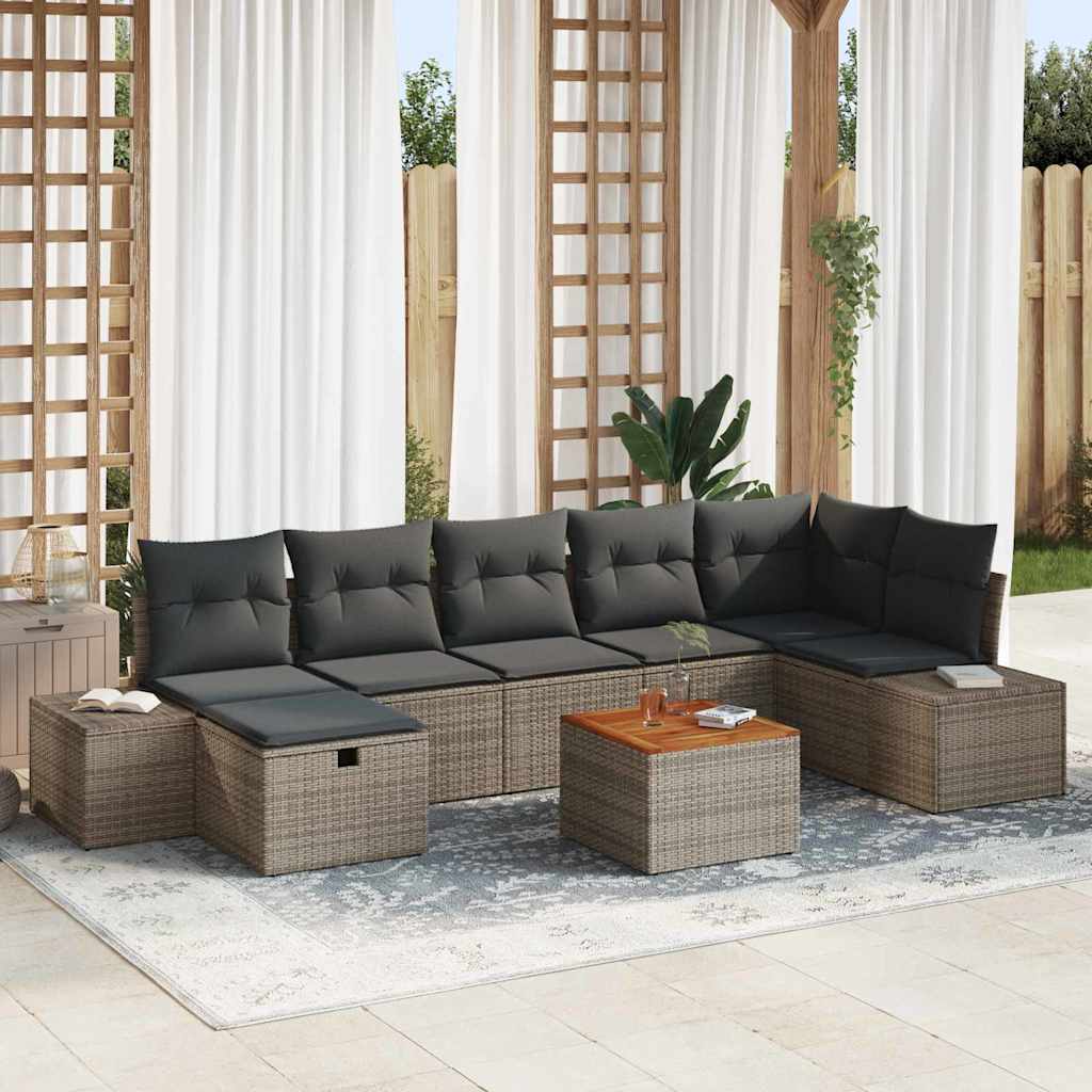vidaXL Garten-Sofa-Set mit Kissen 8 pcs Schwarz Poly Rattan