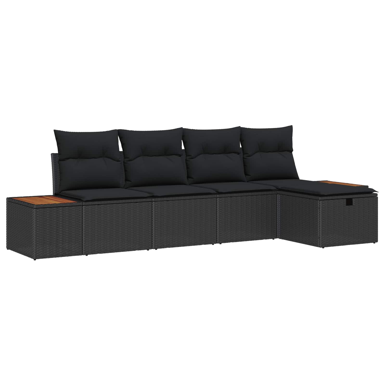 vidaXL Garten-Sofa-Set mit Kissen 5 pcs Schwarz Poly Rattan