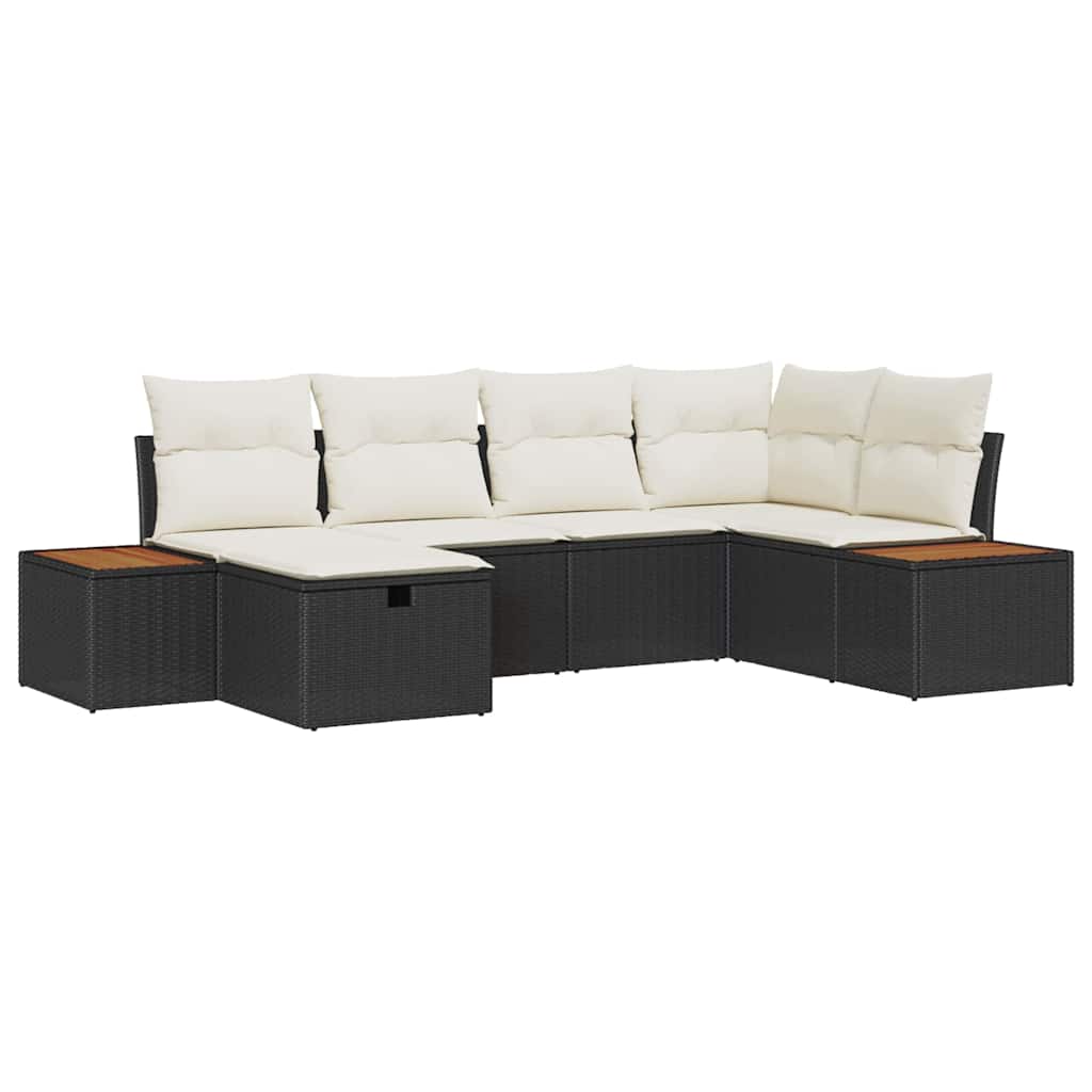 vidaXL Gartensofa-set mit Kissen mit Speicher Schwarz Poly-Rattan