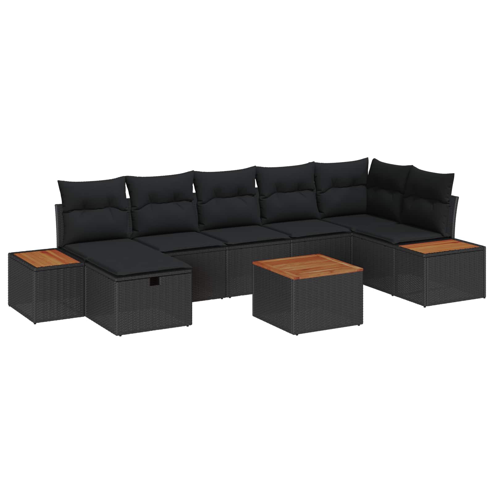 vidaXL Garten-Sofa-Set mit Kissen 7 pcs Schwarz Poly Rattan