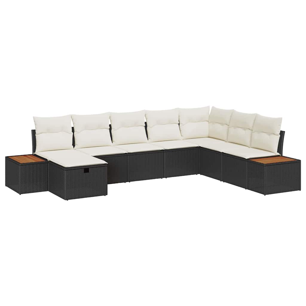 vidaXL Gartensofa-set mit Kissen mit Speicher Schwarz Poly-Rattan