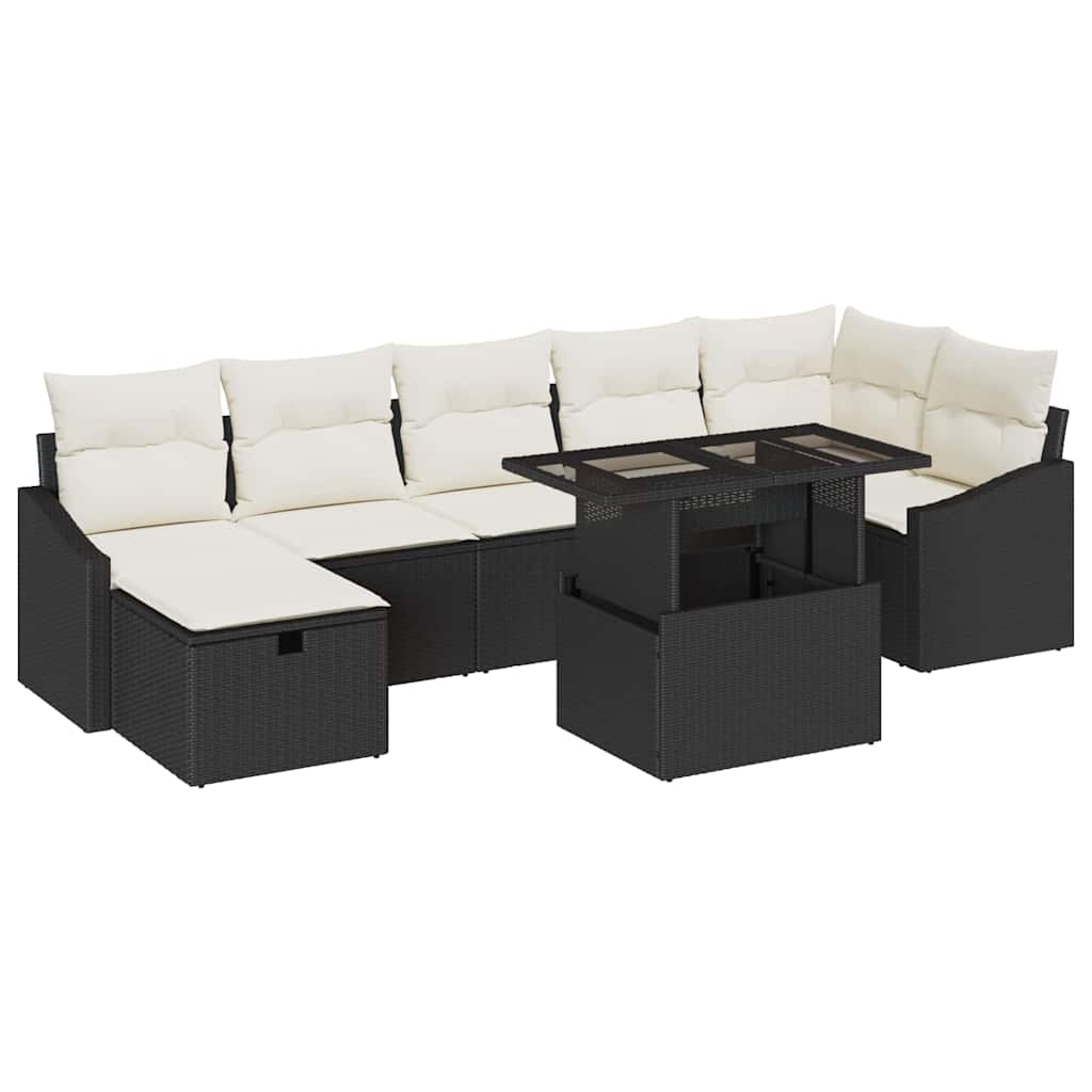 vidaXL Garten-Sofa-Set 8 pcs Schwarz Poly-Rattan