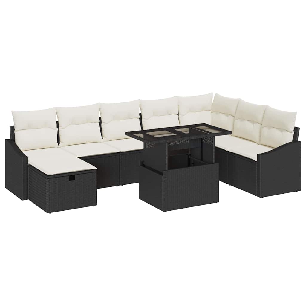 vidaXL Garten-Sofa-Set 9 pcs Schwarz Poly-Rattan
