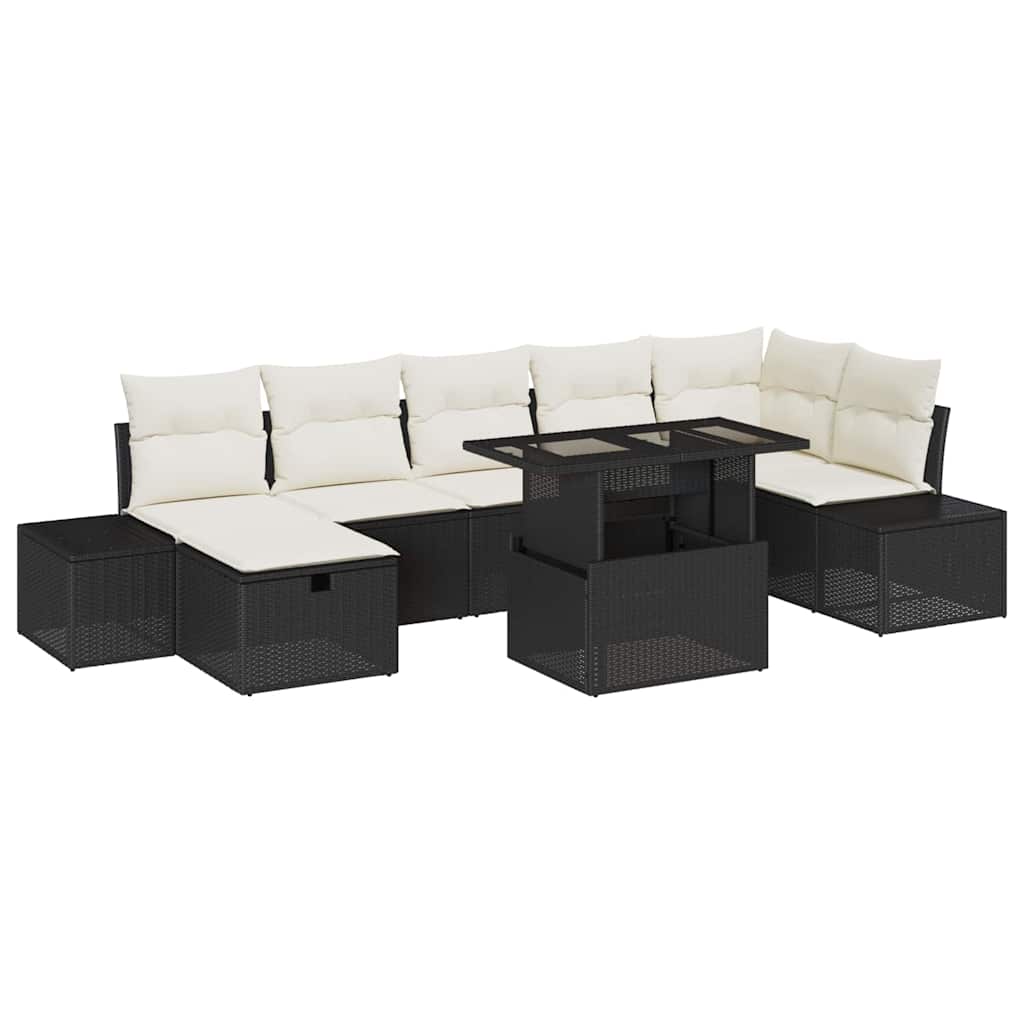 vidaXL Garten-Sofa-Set 8 pcs Schwarz Poly-Rattan