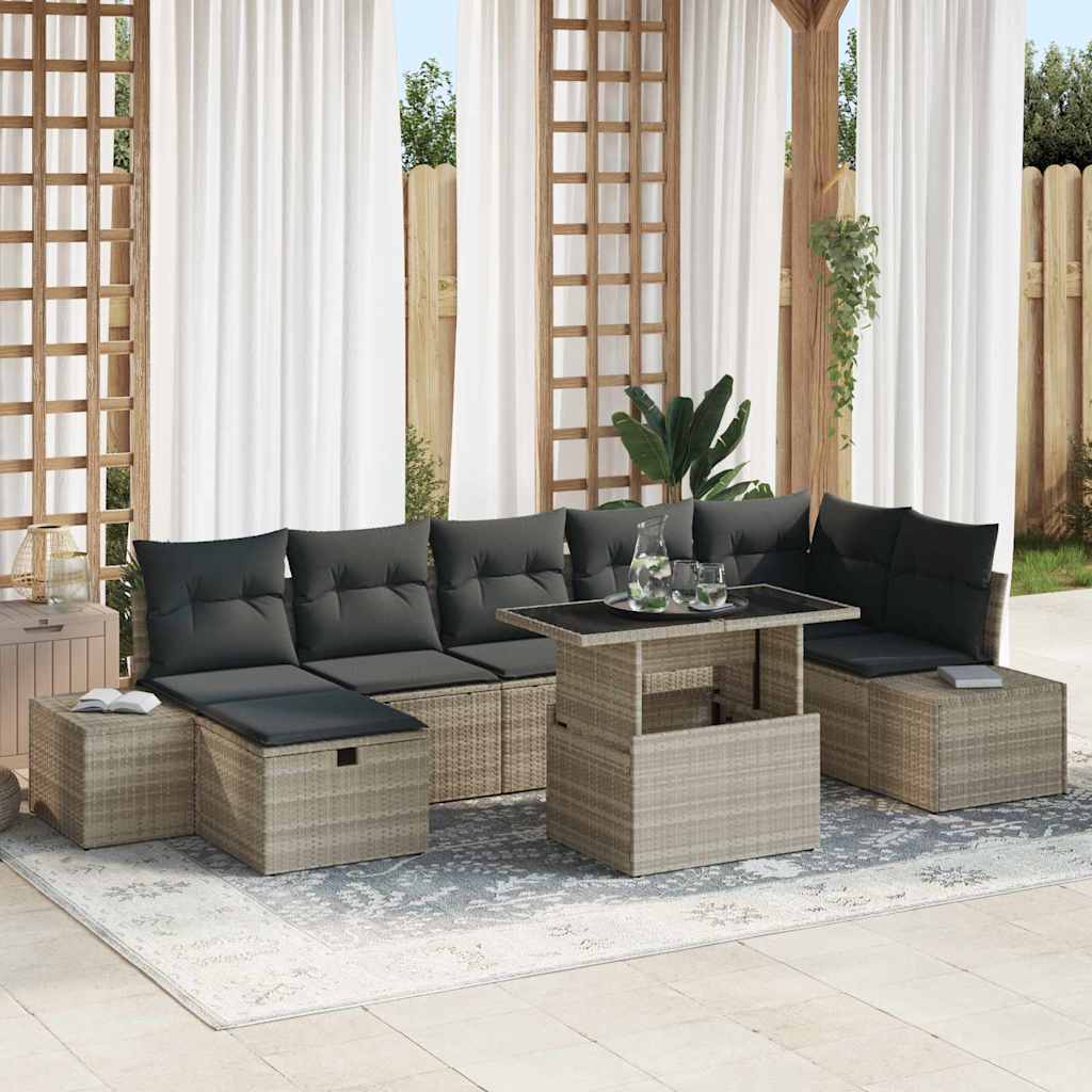 Garten-Sofa-Set 8 pcs Schwarz Poly-Rattan