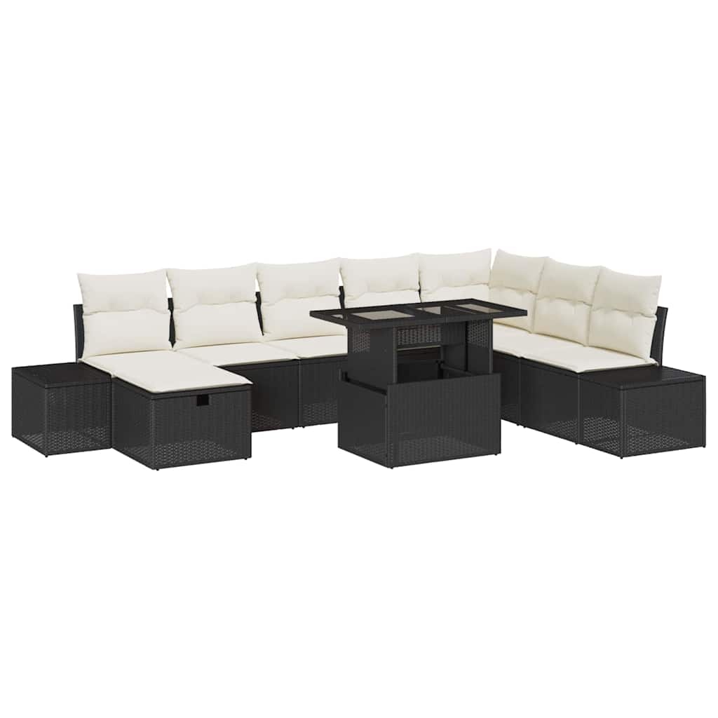 vidaXL Garten-Sofa-Set 9 pcs Schwarz Poly-Rattan
