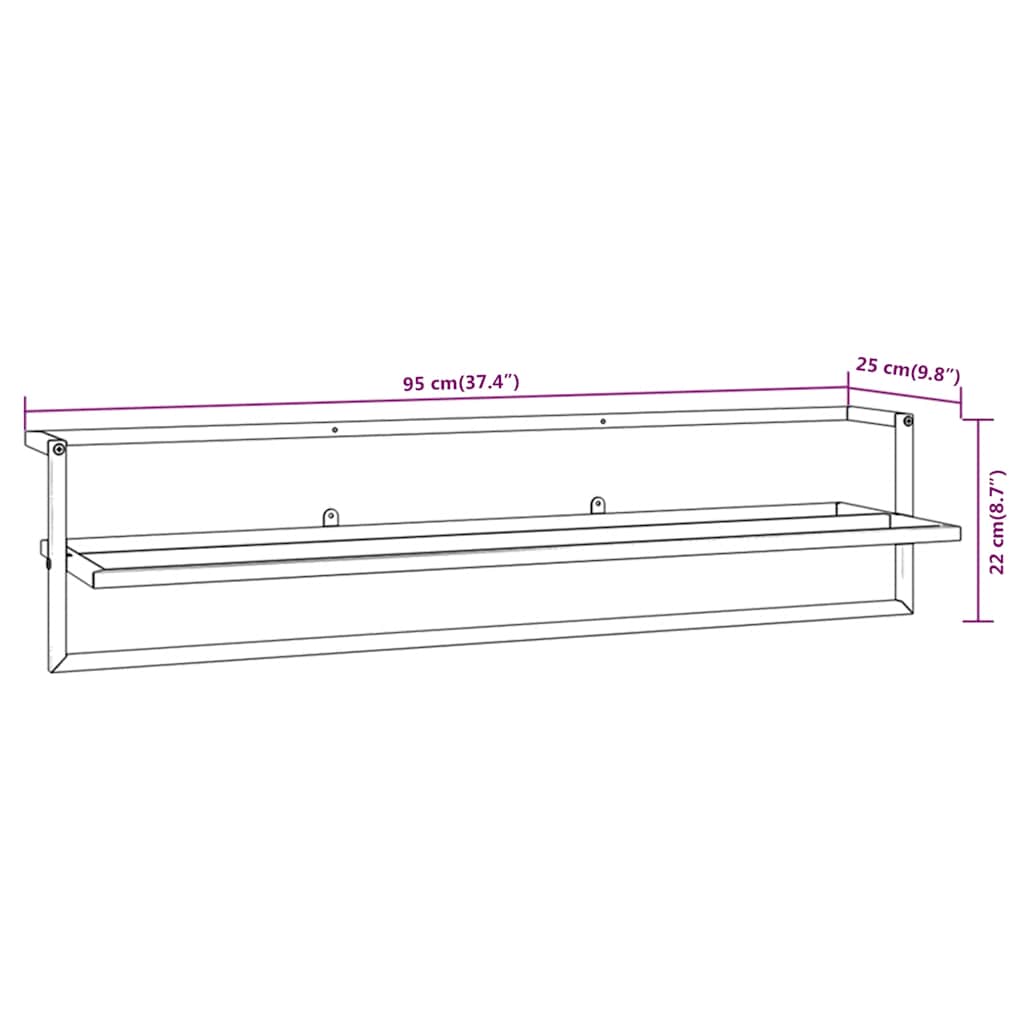 vidaXL Handtuchhalter Schwarz 95x25x22 cm Eisen