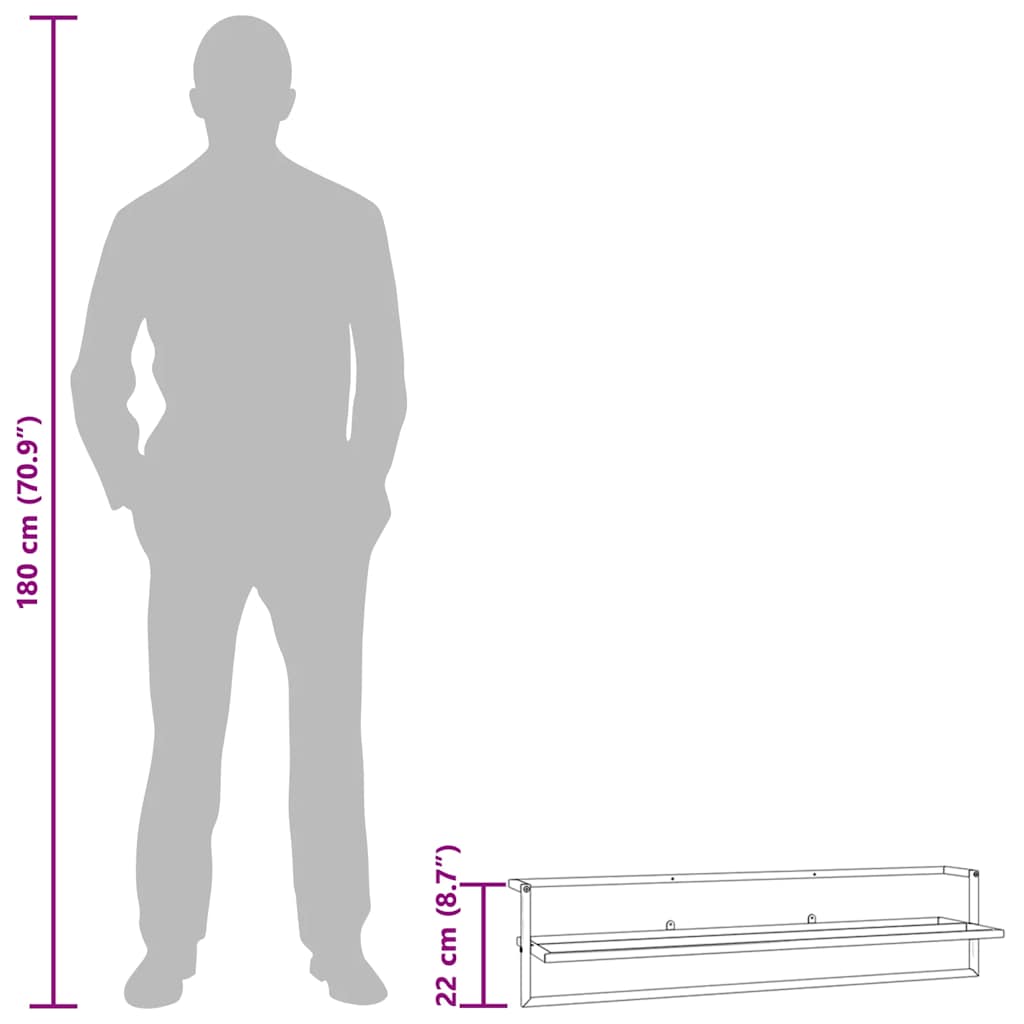 vidaXL Handtuchhalter Schwarz 95x25x22 cm Eisen