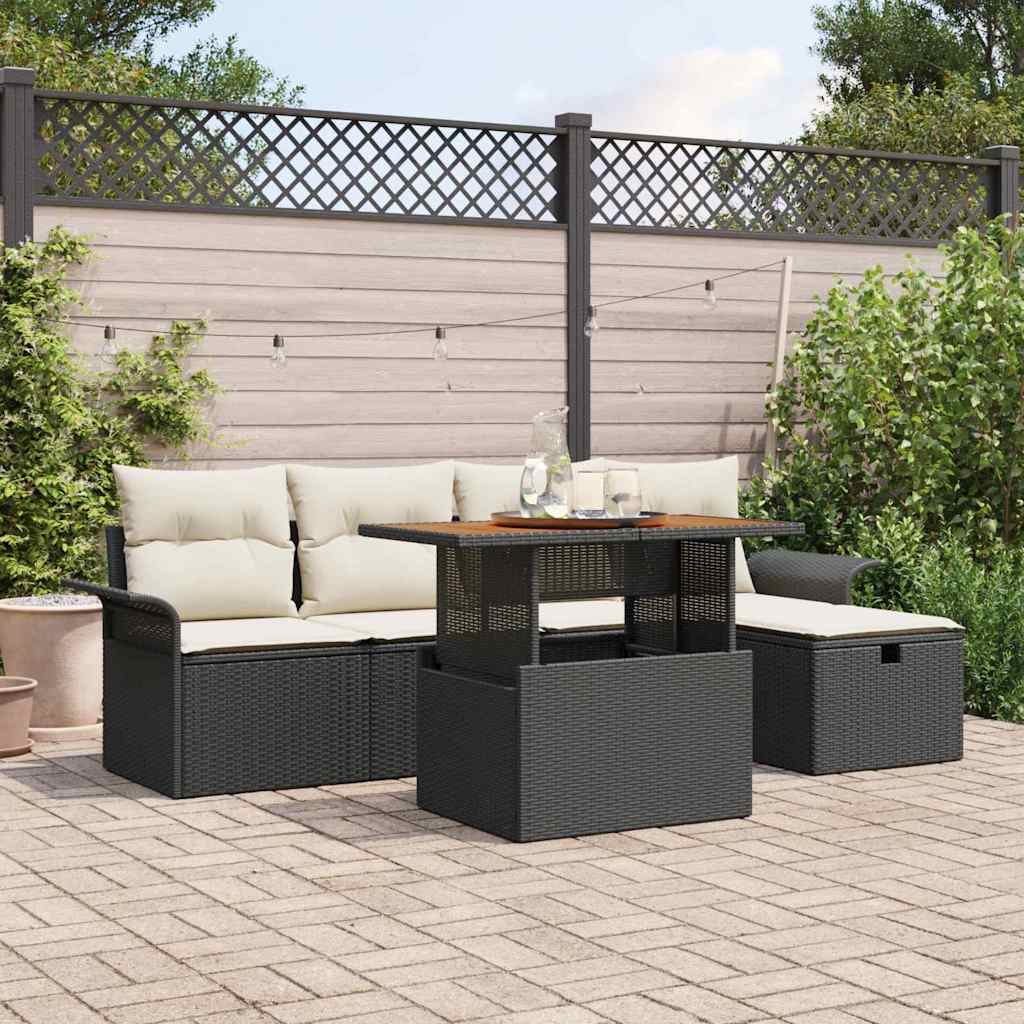 vidaXL Garten-Sofa-Set 6 pcs Schwarz Poly-Rattan
