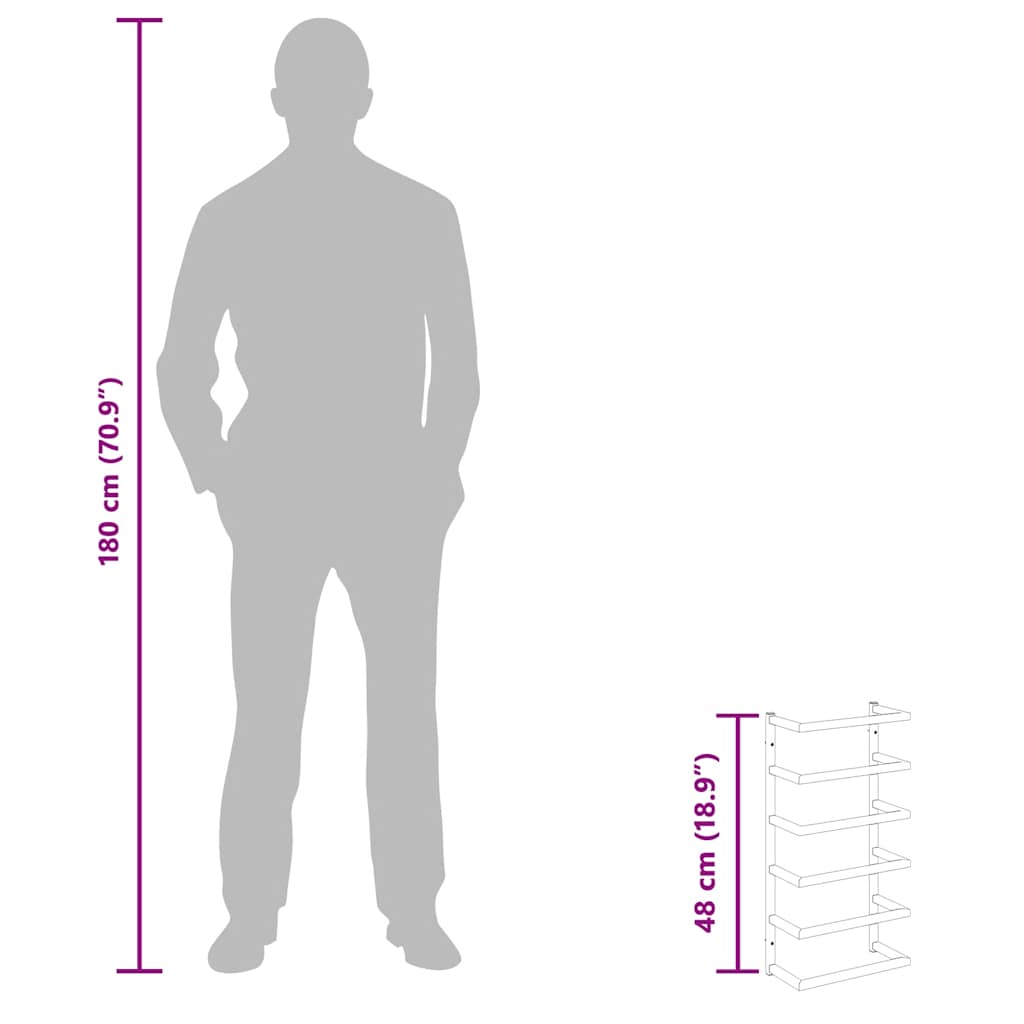 vidaXL Handtuchständer Schwarz 24x12x48 cm Stahl