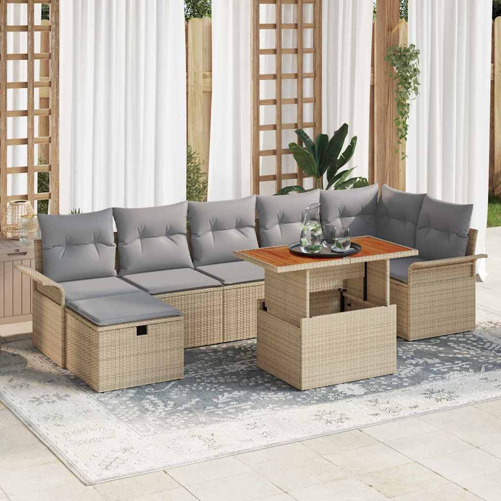 Garten-Sofa-Set 8 pcs Schwarz Poly-Rattan