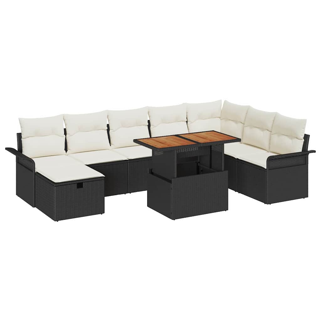 vidaXL Garten-Sofa-Set 9 pcs Schwarz Poly-Rattan