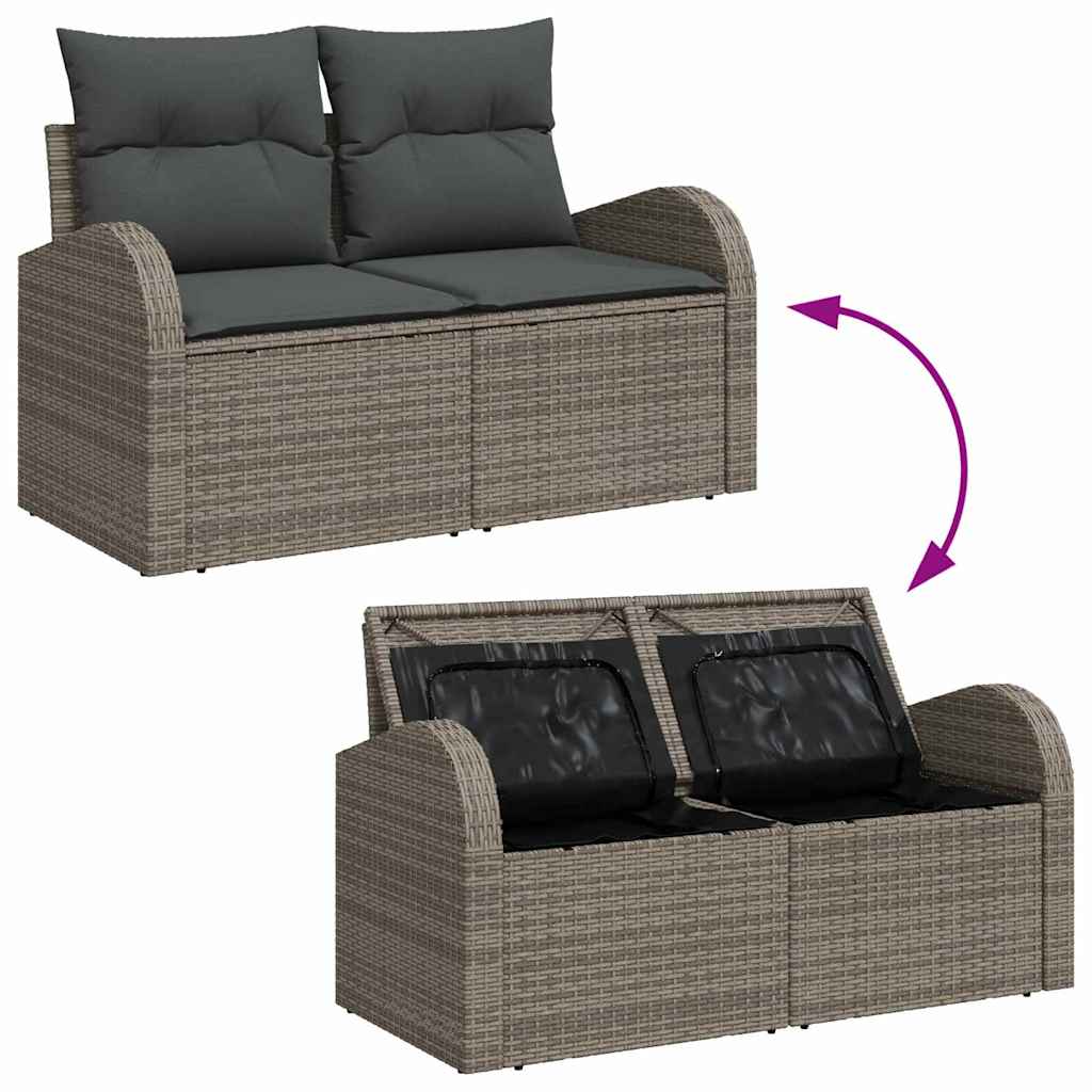 Garten-Sofa-Set 7 pcs Grau Poly-Rattan