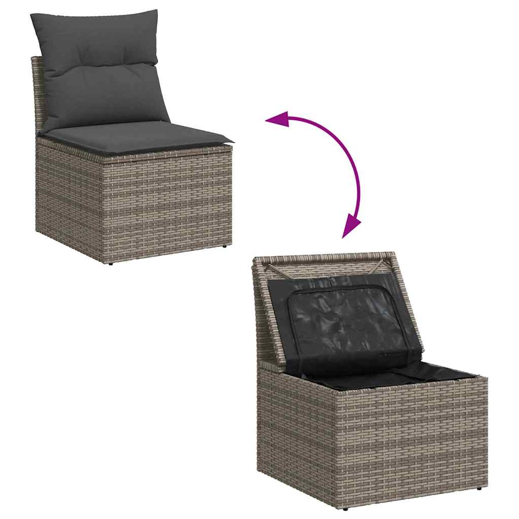 Garten-Sofa-Set 7 pcs Grau Poly-Rattan