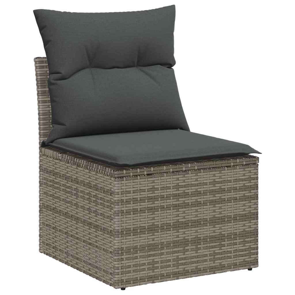 Garten-Sofa-Set 7 pcs Grau Poly-Rattan