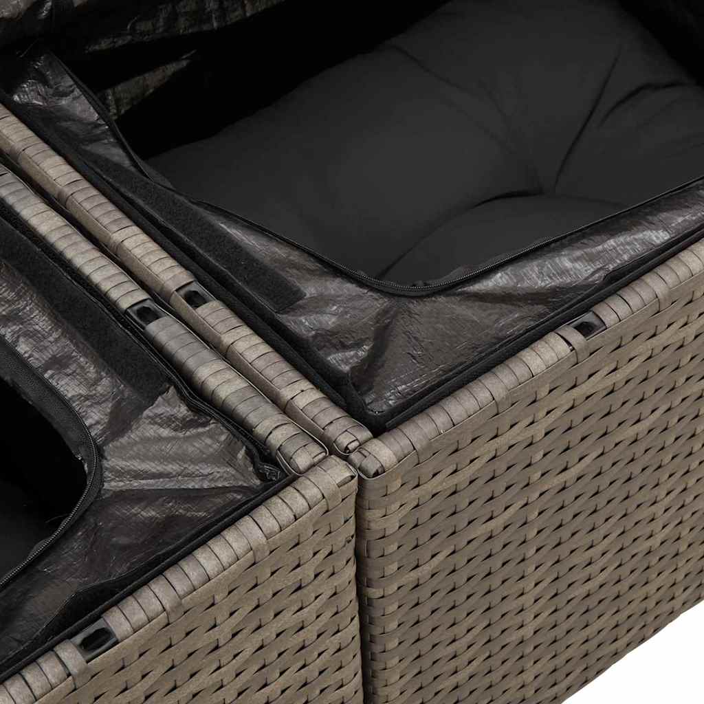 Garten-Sofa-Set 7 pcs Grau Poly-Rattan